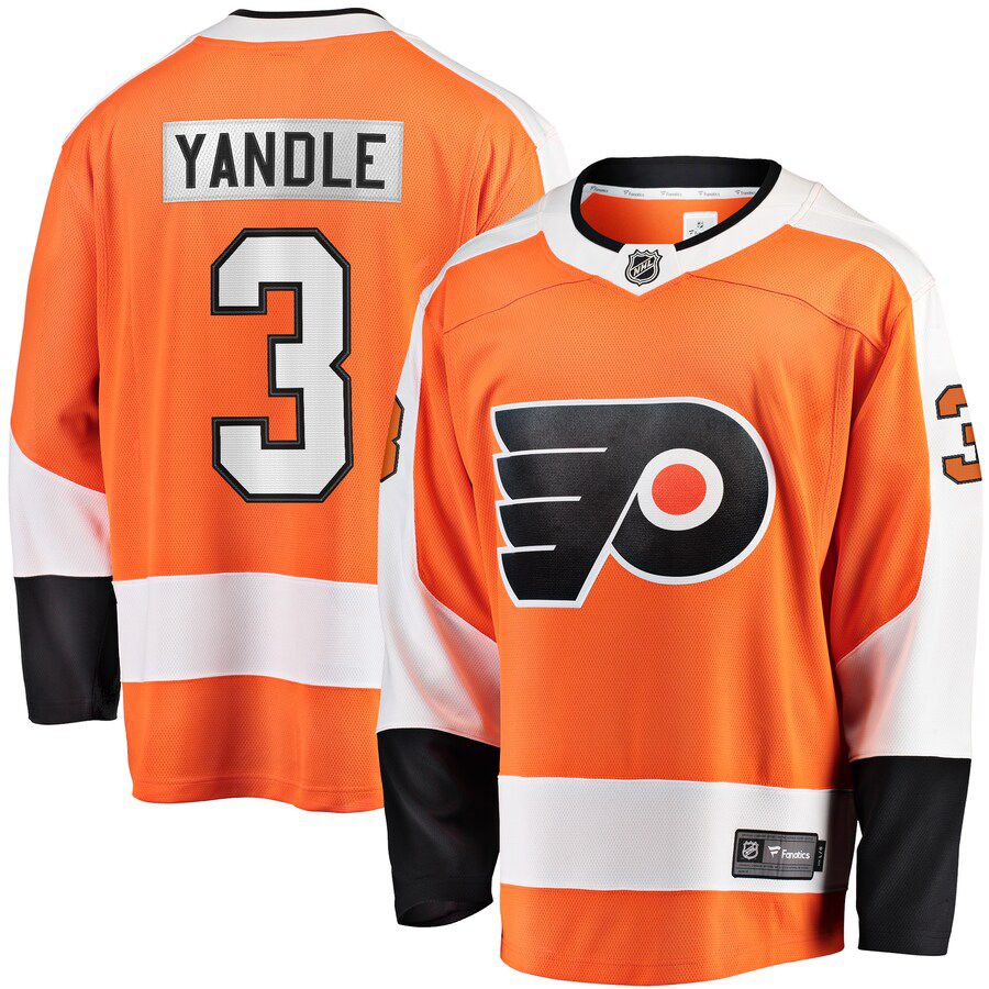 Men Philadelphia Flyers 3 Keith Yandle Fanatics Branded Orange Home Breakaway Player NHL Jersey